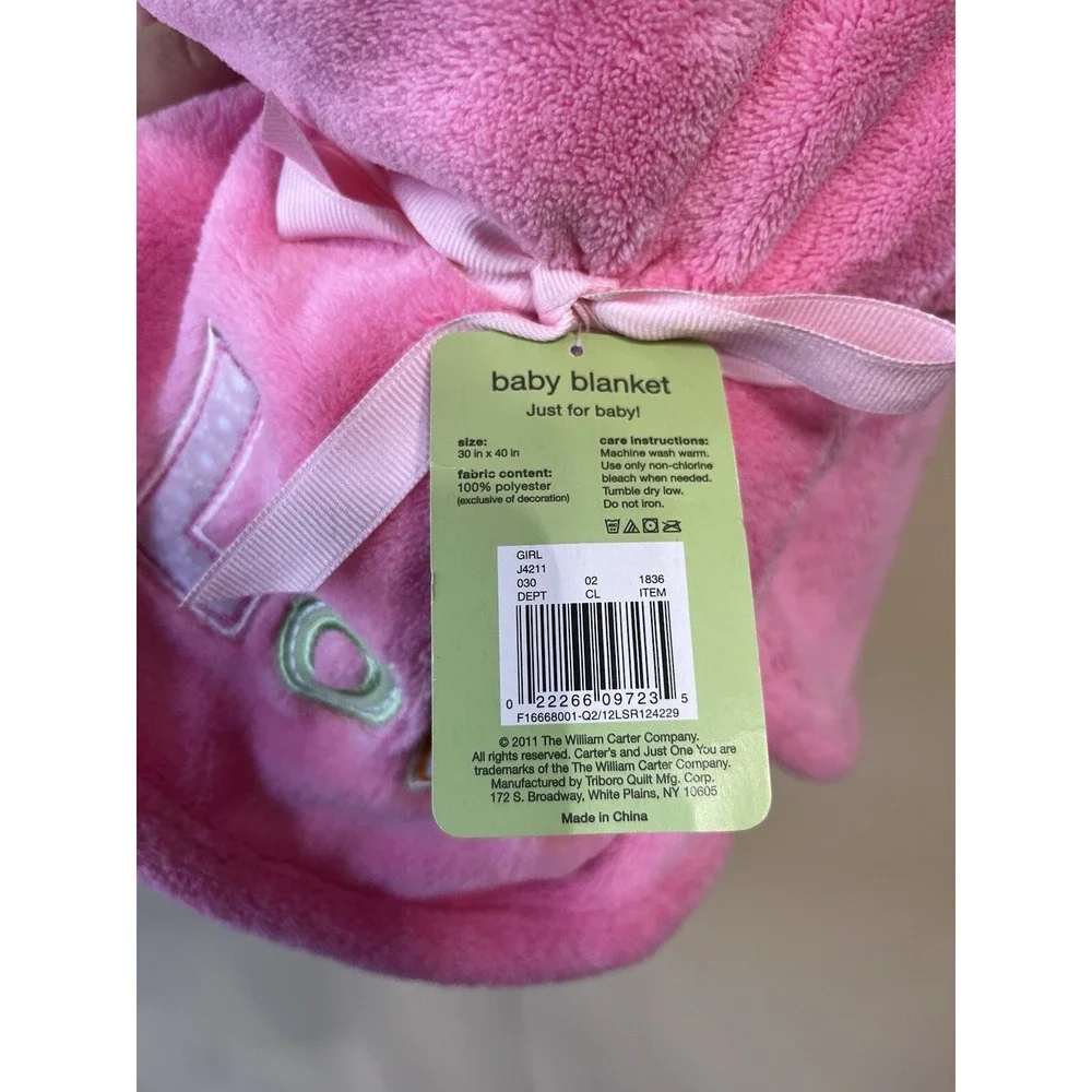 Just One You By‎ Carters Pink Baby Blanket Love With A Bird 30x40